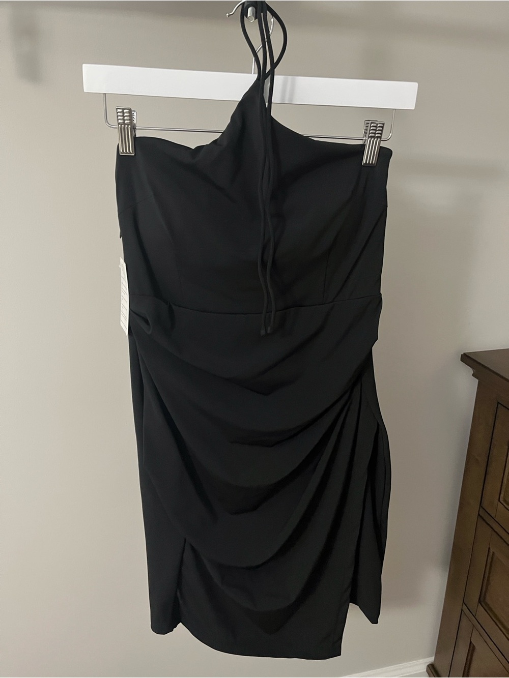 NWT KLASSY NETWORK Black Strapless Ruched Cocktail Dress